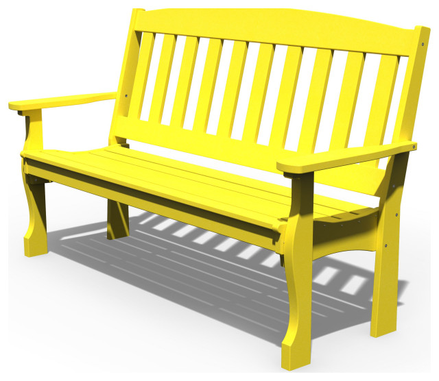 Poly Lumber English Garden Bench, Yellow, 5 Foot