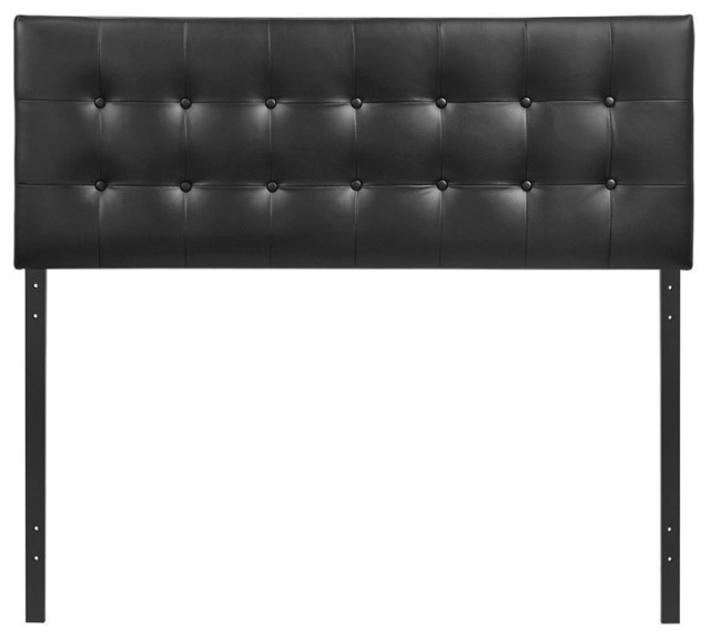Modway Emily Queen Upholstered Faux Leather and Wood Headboard in Black