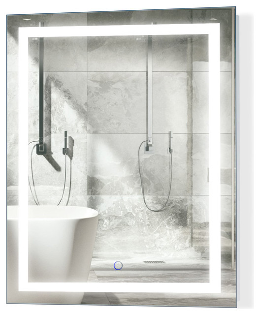 Led Lighted Bathroom Mirror With Defogger And Dimmer 24 X30