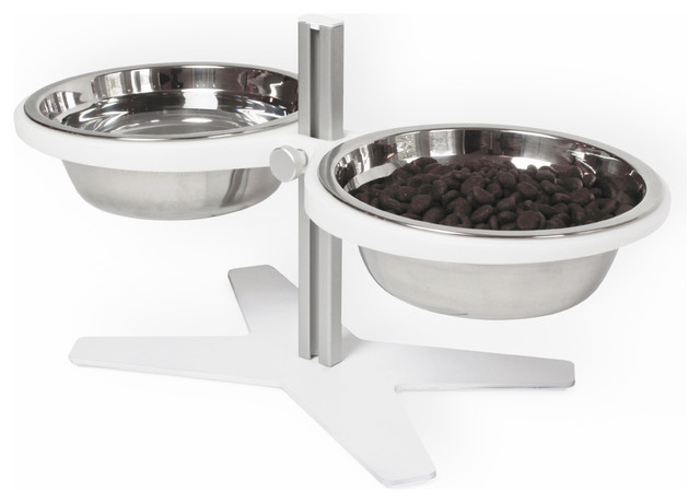 Ergonomic Modern Pet Feeder for Dogs and Cats, 8"