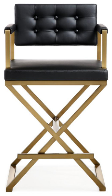 Director Black Gold Steel Counter Stool - Contemporary - Bar Stools And ...