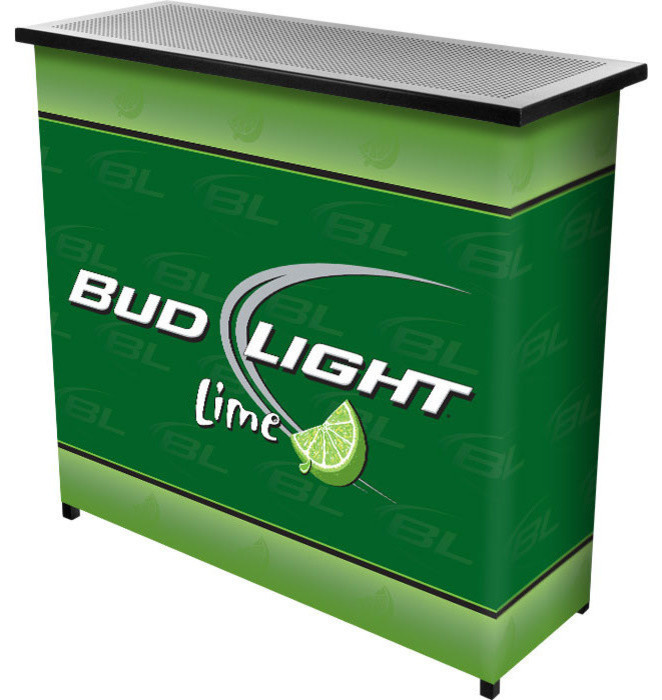 Bud Light Lime Metal 2 Shelf Portable Bar Table w/ Case