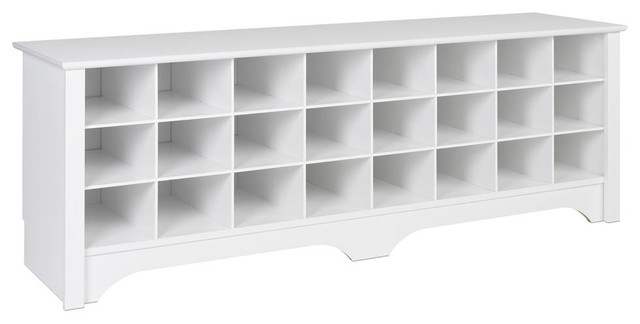 24-Pair Shoe Storage Cubby Bench in White