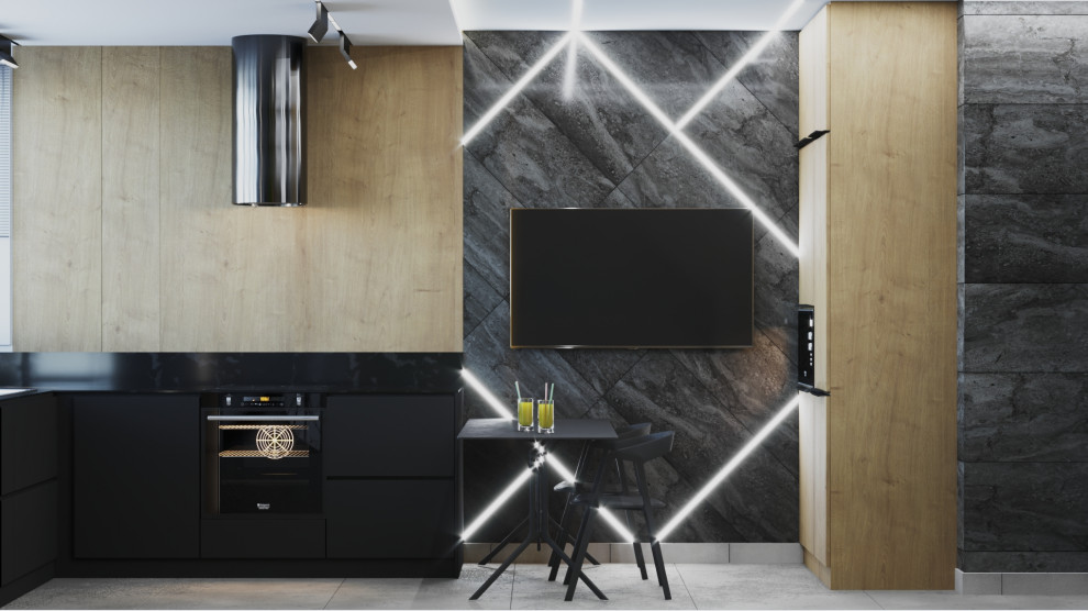 Визуализация гостинной и кухни