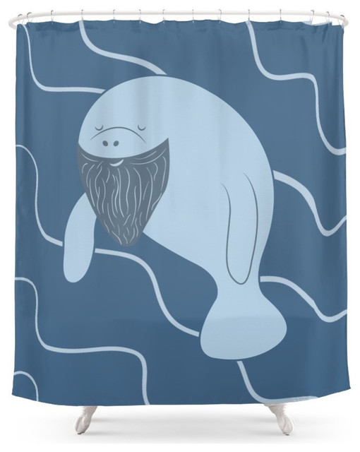 Silly Bearded Manatee Shower Curtain Beach Style Shower