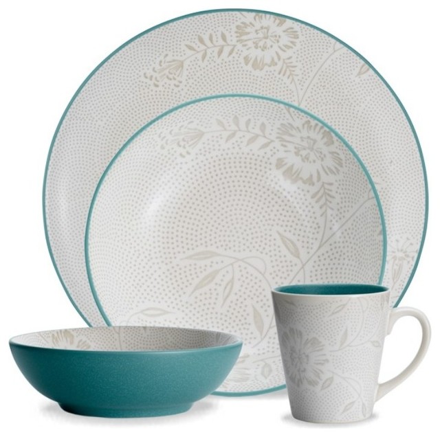 Noritake Colorwave Turquoise Bloom 48-Piece Set, Service for 12 ... Noritake Colorwave Turquoise Bloom 48-Piece Set, Service for 12 ...