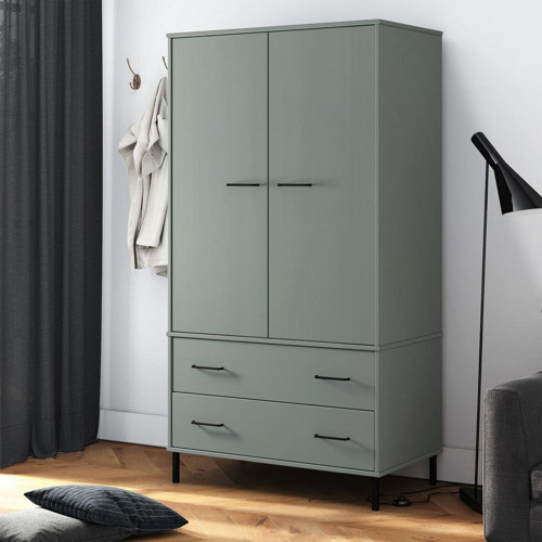VidaXL Wardrobe Grey 75 By 50 By 160 Cm With Iron Frame Dust Protective Fabric Cover Plug In System Easy Assembly