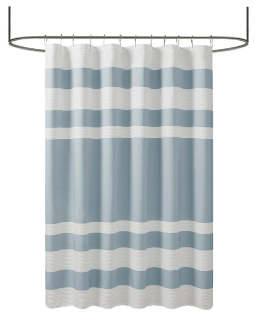Madison Park Spa Waffle Shower Curtain With 3M Treatment, Blue