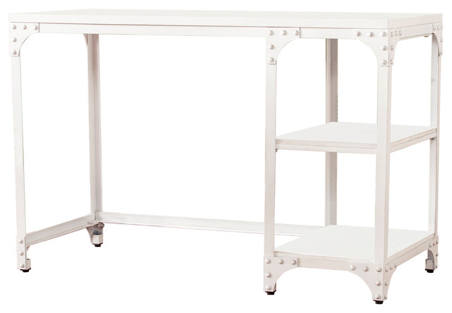 Donovan Industrial Writing Desk Distressed White Donovan Industrial Writing Desk