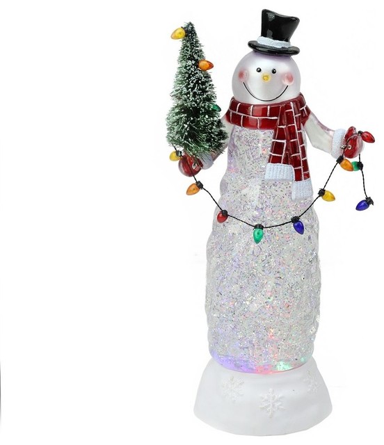 Swirling Glitter LED Lighted Snowman, Tree Table Top Christmas