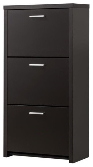 Bowery Hill 3 Drawer Tall Shoe Cabinet in Black and Silver - Transitional -  Shoe Storage - by Homesquare | Houzz