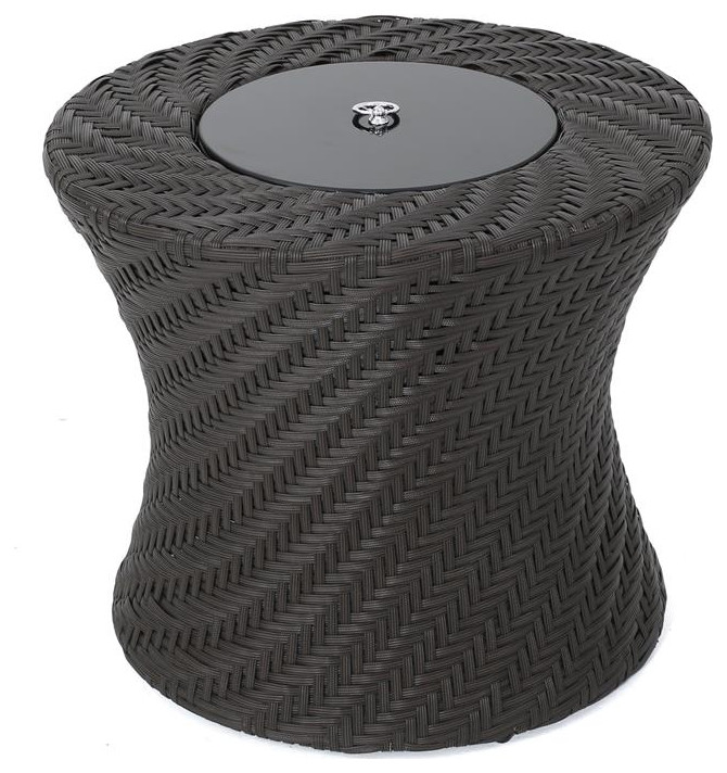 Noble House Belize Outdoor Brown Accent Table w/ Ice Bucket Tropical