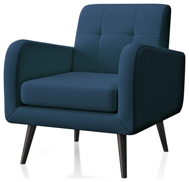 Blue Upholstered Arm Chair With Tapered Legs Removable Seat Cushion Transitional Armchairs And Accent Chairs By Imtinanz Llc Houzz Blue Upholstered Arm Chair With Tapered, Upholstered Accent Chair With Arms And Legs