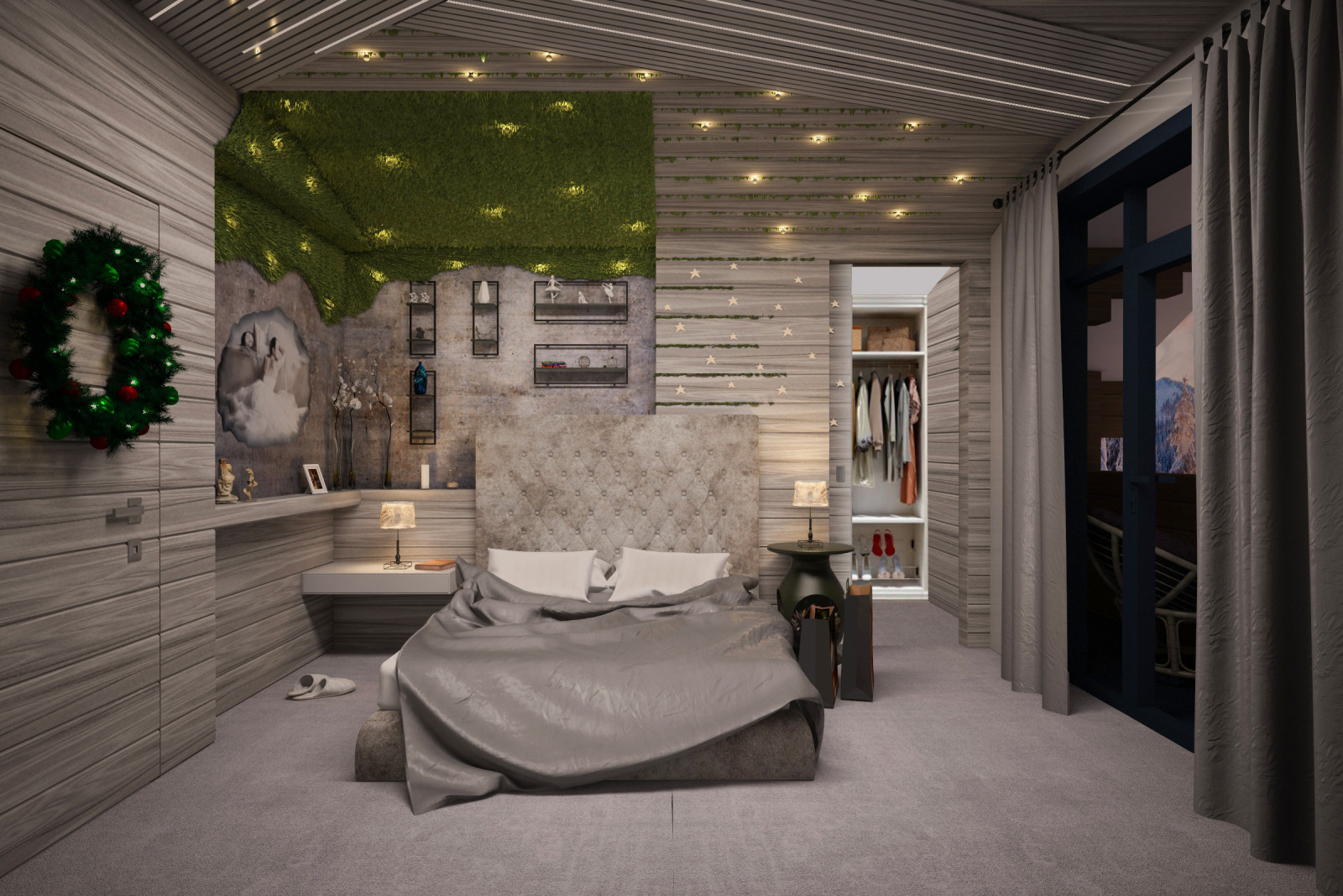 Комната дочери в доме с печью