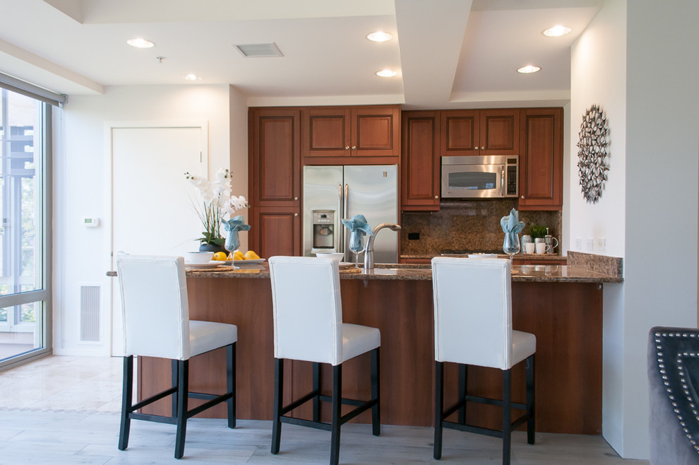 Example of a small transitional home design design in Phoenix