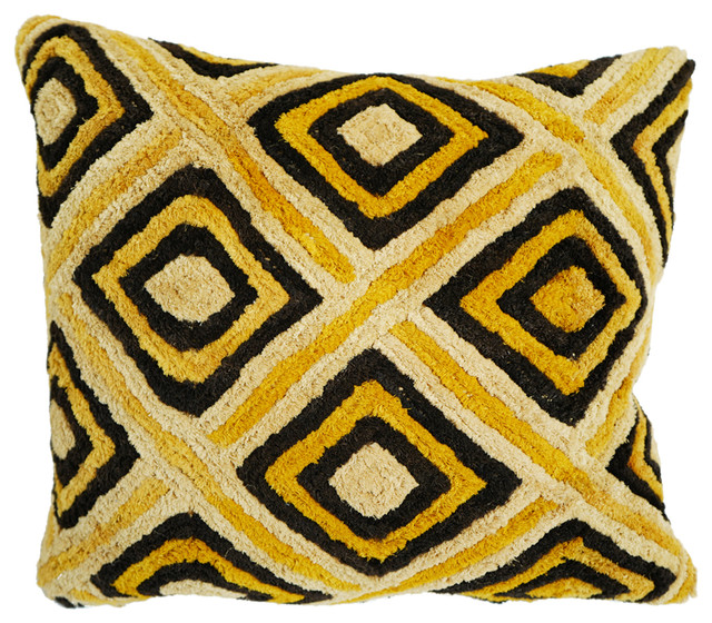 Shoowa Grass Kuba Cloth Pillow Contemporary Decorative Pillows