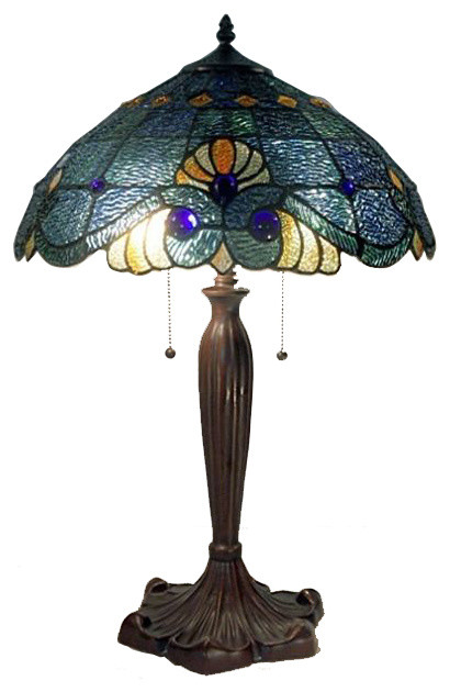 Tiffany Style Blue Geometric Symmetry Table Lamp