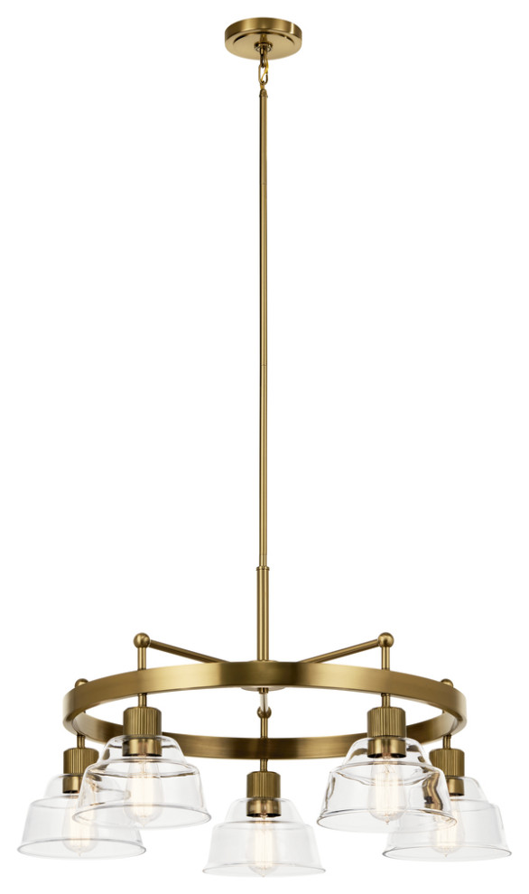Eastmont 5-Light Industrial Chandelier in Brushed Brass