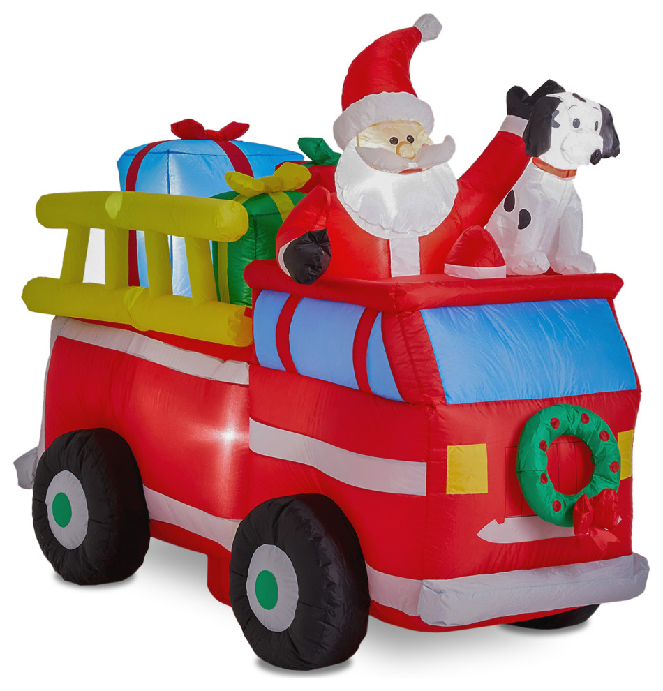 7FT Lighted Inflatable Santa, Truck Decor Outdoor Holiday Decorations