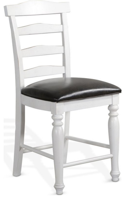 Sunny Designs Carriage House 24" Ladderback Barstool with Cushion Seat in White