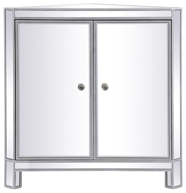 31" Mirrored Corner In Silver Contemporary Accent Chests