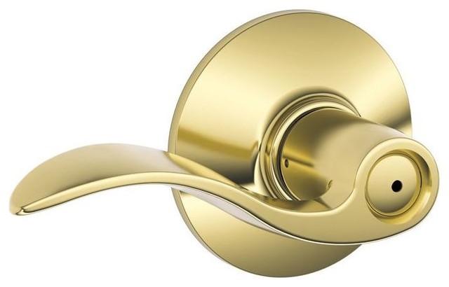 Schlage Lock Polished Brass Accent Privacy Lever Bx F40acc605