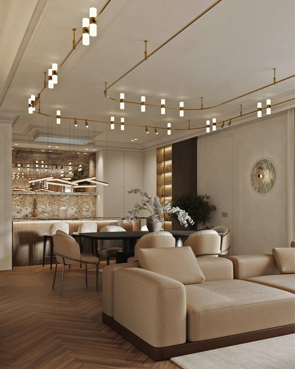 Уютная кухня-гостиная 51,1 м².