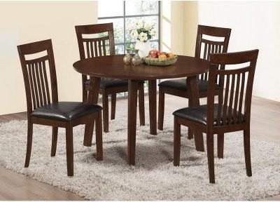 Monarch Antique Oak 5 Piece 48 in. Round Dining Set with Slat Back Chairs