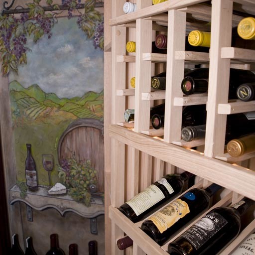 Design ideas for a mid-sized traditional wine cellar in Chicago with storage racks.