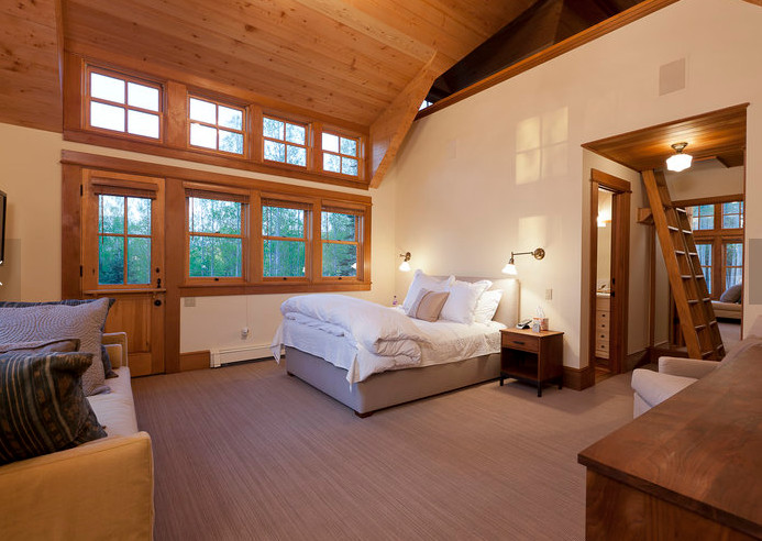 Example of a mountain style bedroom design in Denver