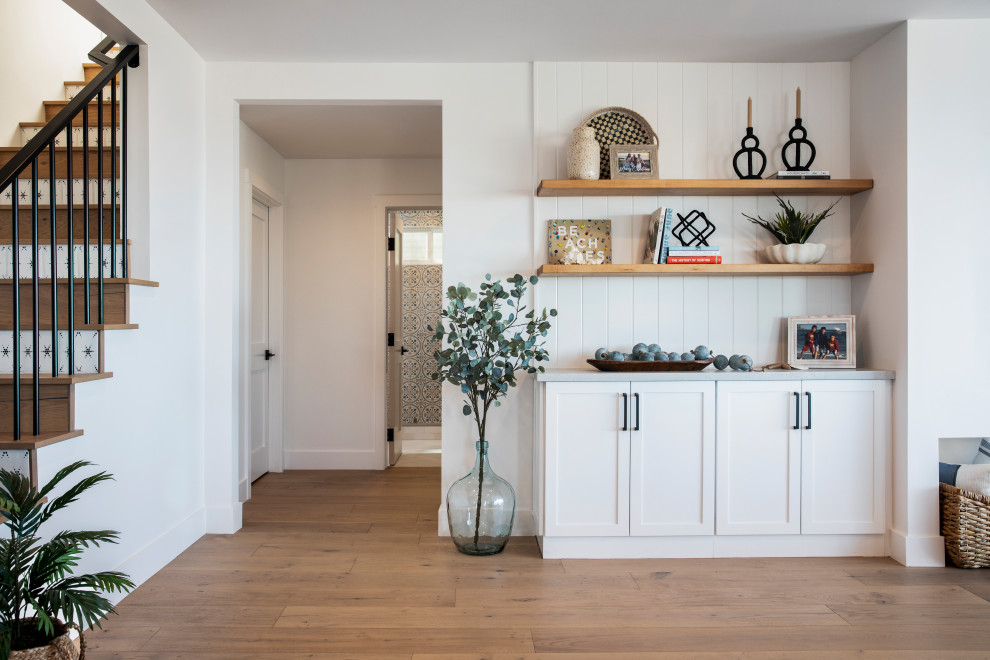 Beach style games room in Orange County.