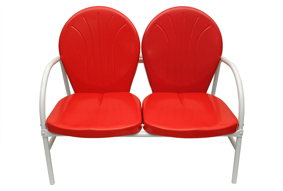 Retro Metal Tulip 2Seat Double Chair, Sunshine Yellow Contemporary