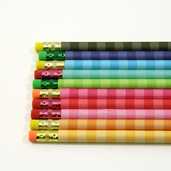 Rainbow Stripe Custom Pencils by The Papered Crown, Set of 10