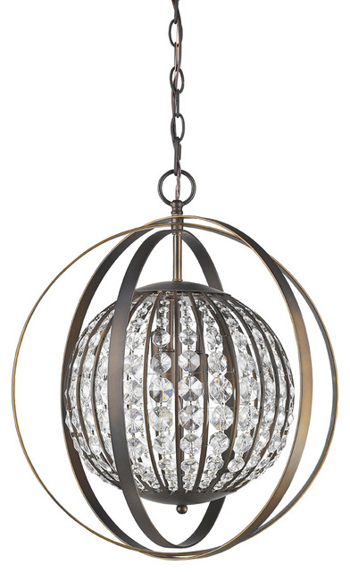 Olivia 21" 1-Light Pendant, Oil Rubbed Bronze, Clear Crystal