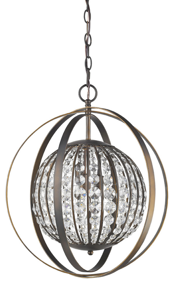 Olivia 21" 1-Light Pendant, Oil Rubbed Bronze, Clear Crystal