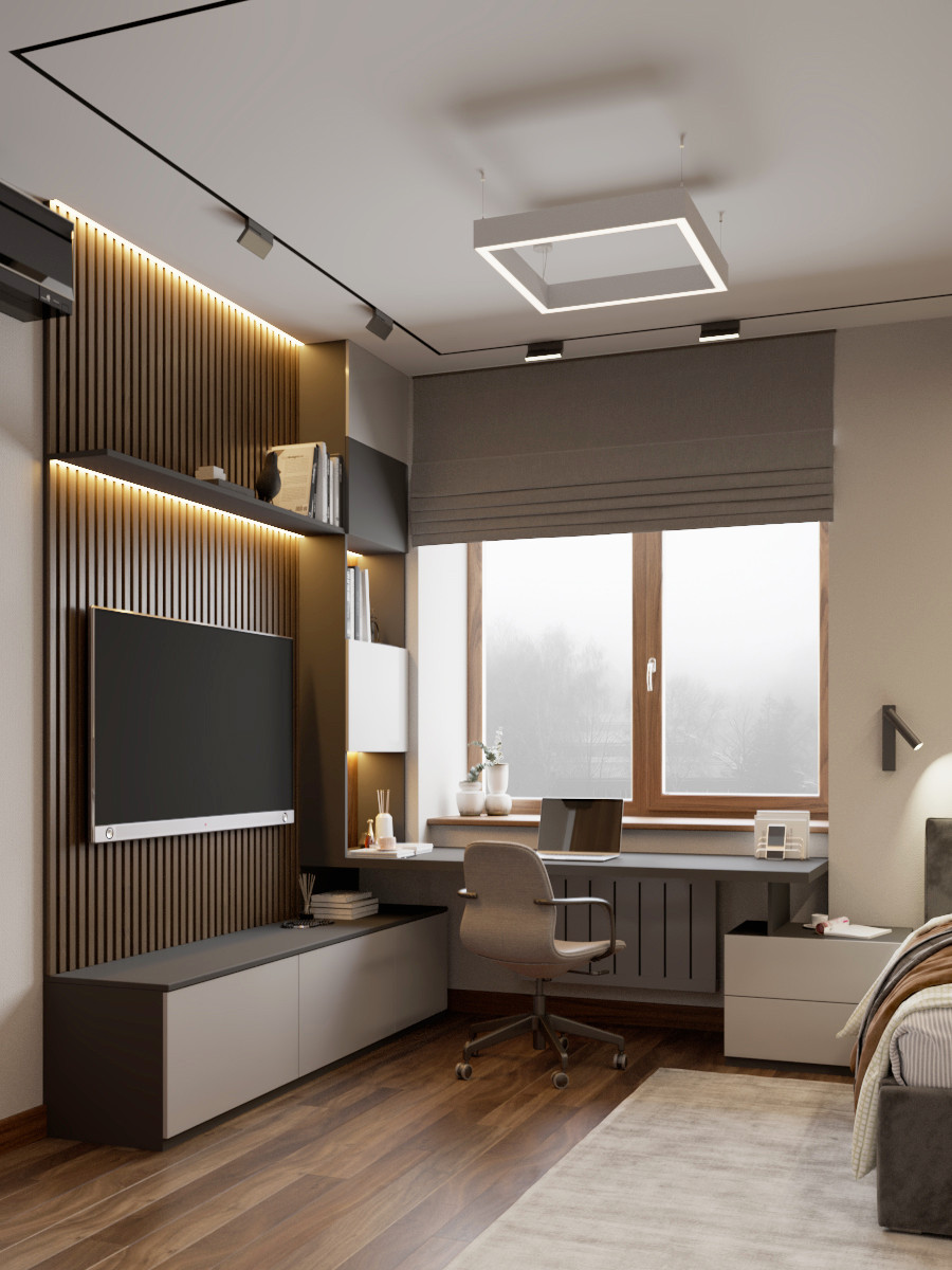 Современная городская квартира с панорамным остеклением в стиле ар-деко