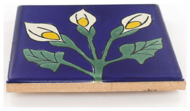 Handmade Tierra y Fuego Ceramic Tile, Callalilies 1, Set of 9 ...
