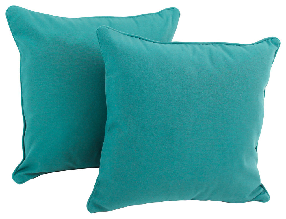 18" Solid Twill Square Throw Pillows, Aqua Blue