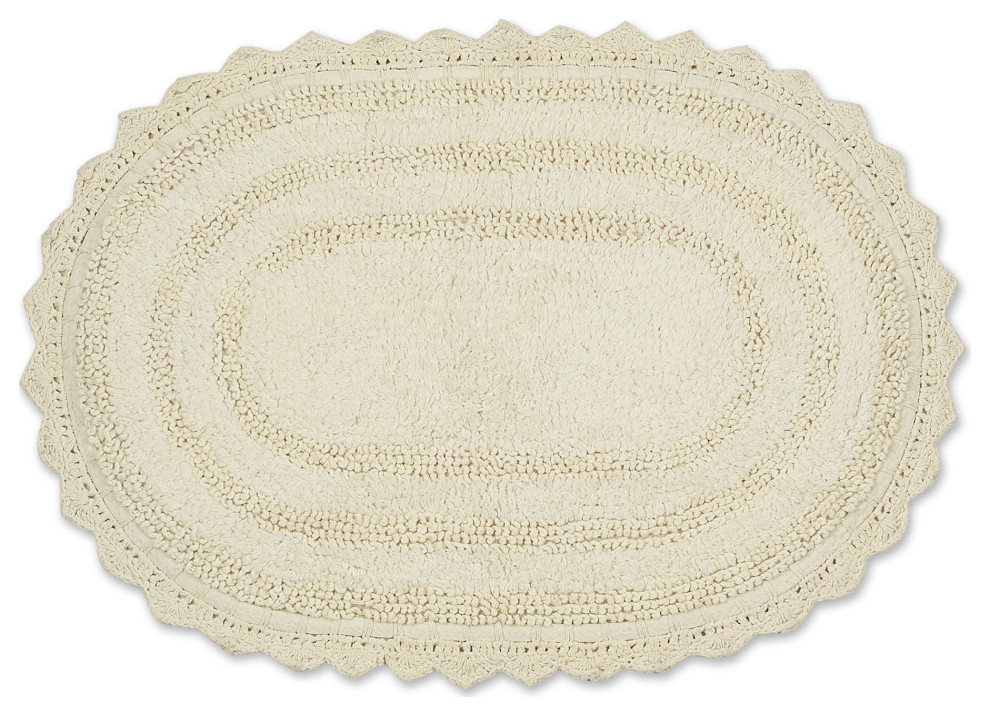 DII Off White Small Oval Crochet Bath Mat Contemporary Bath Mats