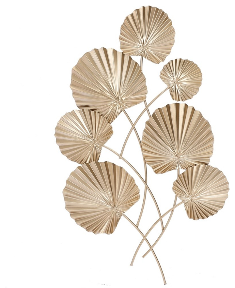 LuxenHome Gold Palm Leaf Metal Wall Decor Tropical Metal Wall Art by Homesquare Houzz