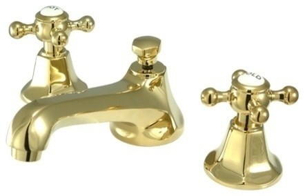 Kingston Brass Widespread Bathroom Faucet With Brass Pop-Up, Polished Brass