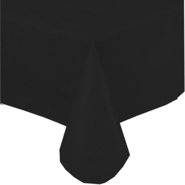 52'' x 108", Vinyl Tablecloth with Polyester Flannel Backing in Black