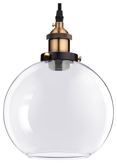 Yescom Vintage-Style Glass Ball Ceiling Lamp Pendant, Clear, 7.9"