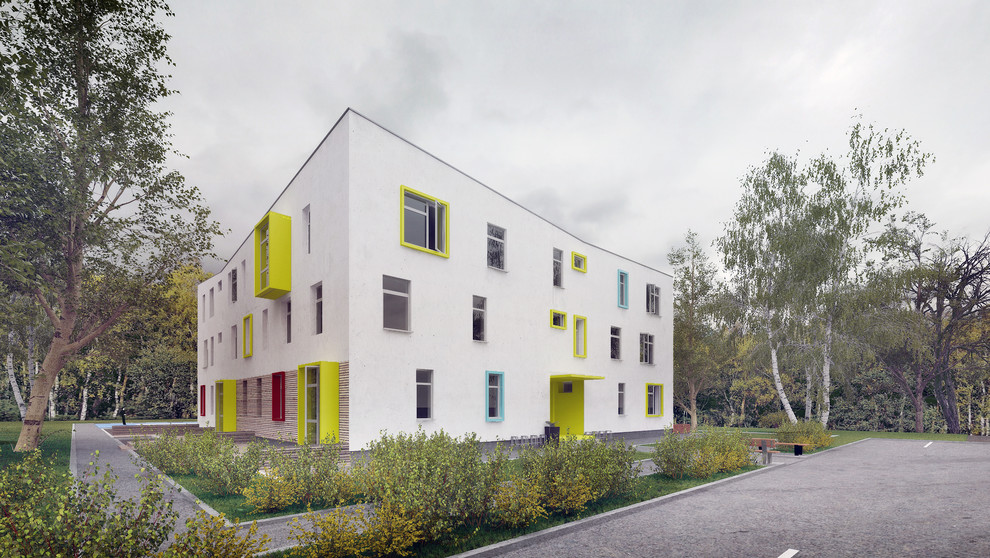 Малобюджетный трехэтажный многоквартирный дом