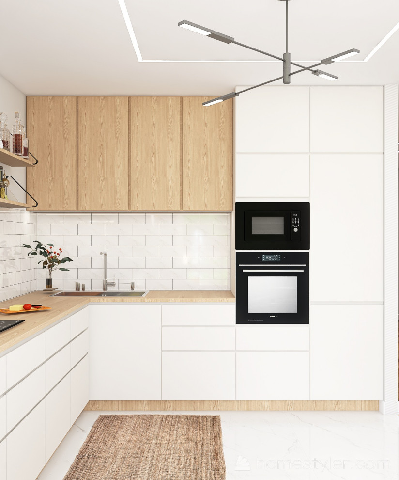 Проект кухни-гостиной в большой двухкомнатной квартире