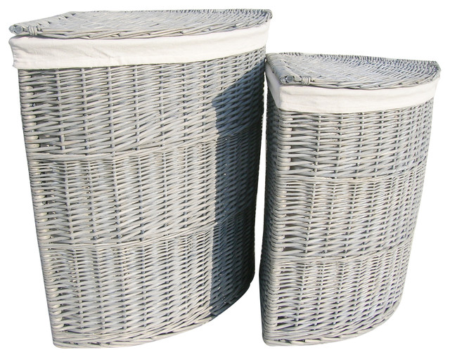 Willow Corner Laundry Baskets, Set of 2 Coastal Laundry Baskets