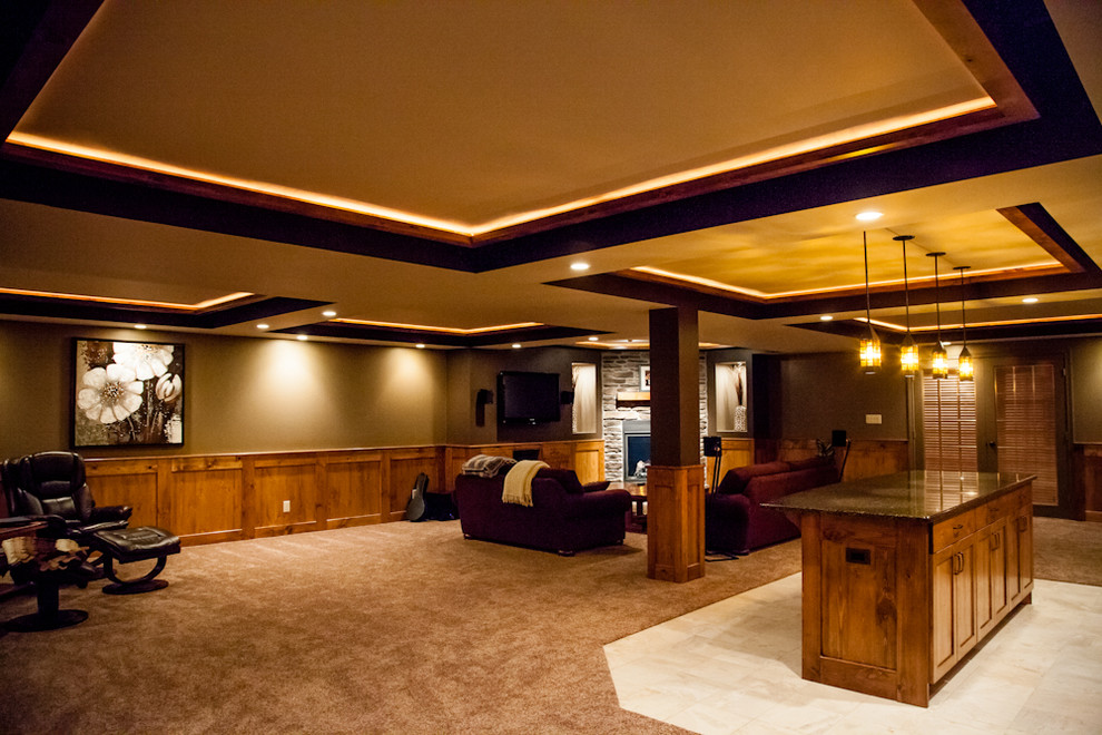 Basement - rustic basement idea in Toronto