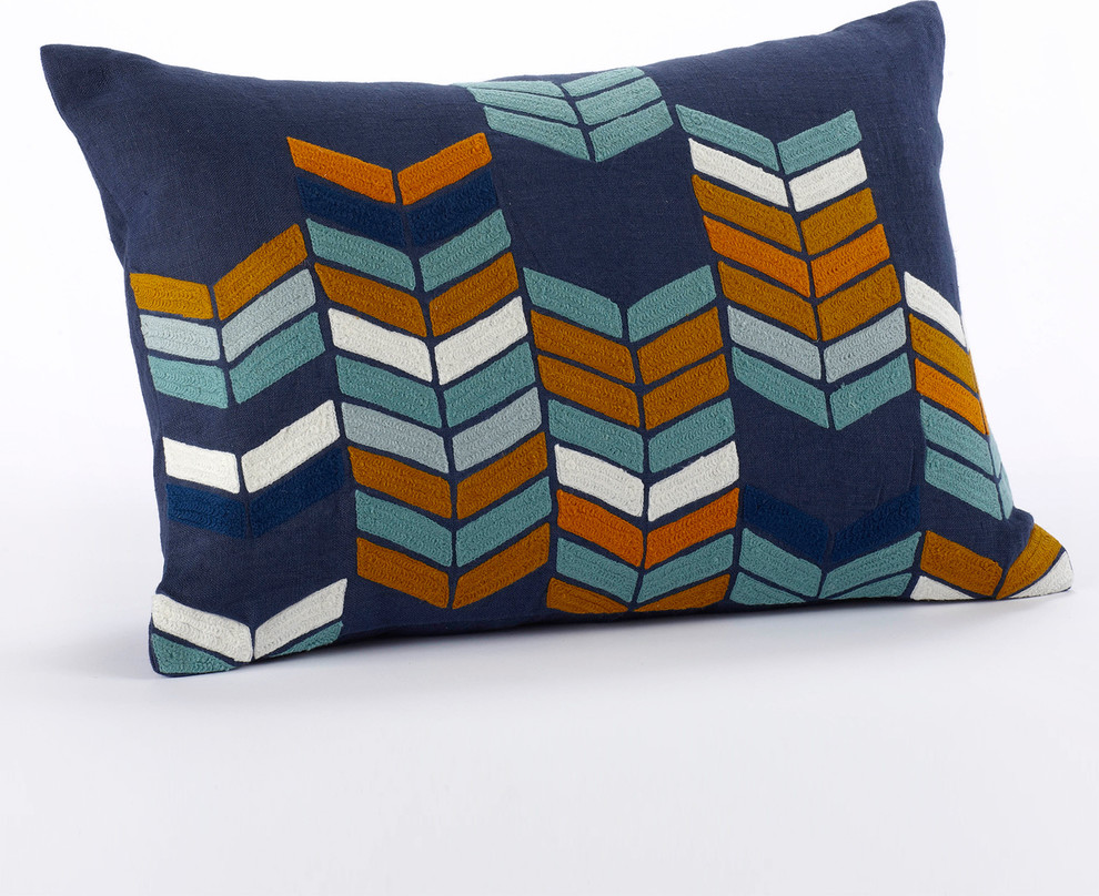 Coyuchi Chevron Stacked Indigo Pillow