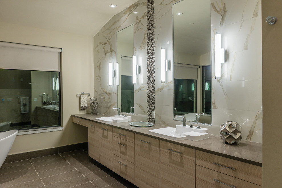 This is an example of a large contemporary bathroom in Orange County.