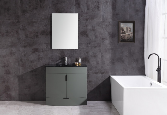 36" Pewter Green Bathroom Vanity - Pvc - Modern - Bathroom Vanities And ...